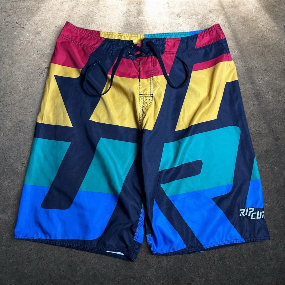Rip Curl Board Shorts Colorblock Geometric Skater Surf Y2K Mens Size 36
